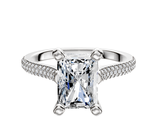 Platinum 4 Prong Cathedral Dome 3-Row-Pave 2.0mm Engagement Ring