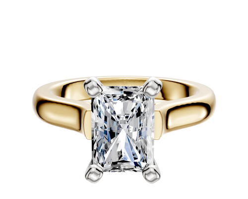 18K Two Tone 4 Prong Cathedral Dome 3.0mm Engagement Ring