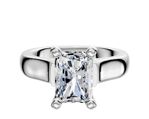 14K White Gold 4 Prong Cathedral Dome 4.0mm Engagement Ring
