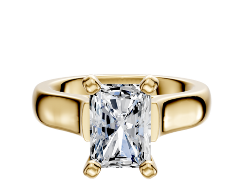 18K Yellow Gold 4 Prong Cathedral Dome 4.0mm Engagement Ring