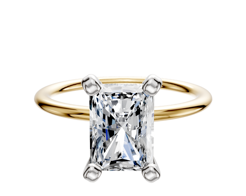 18K Two Tone 4 Prong Classic Dome 1.5mm Engagement Ring