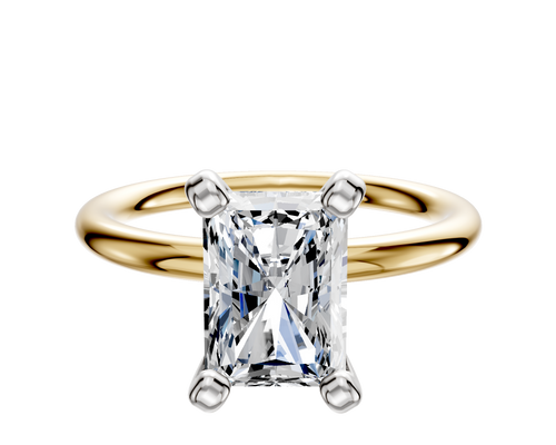 14K Two Tone 4 Prong Classic Dome 2.0mm Engagement Ring