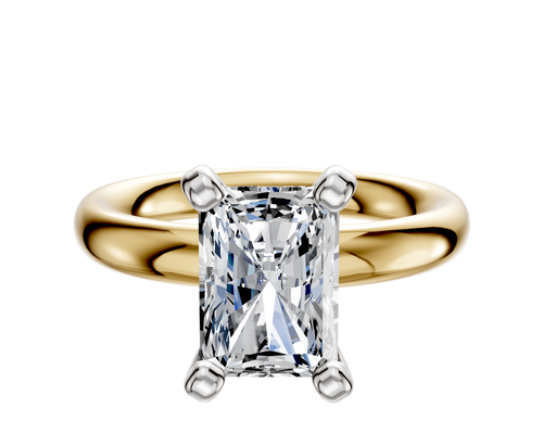 18K Two Tone 4 Prong Classic Dome 3.0mm Engagement Ring