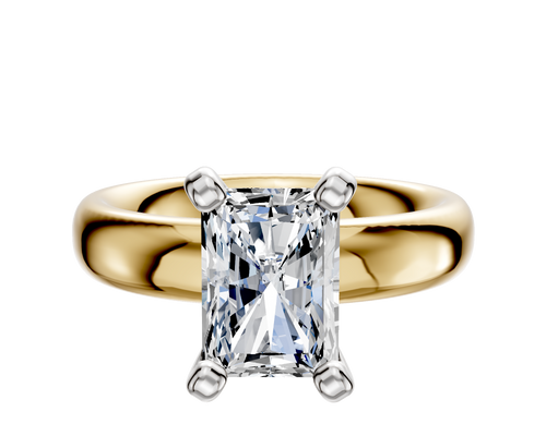 18K Two Tone 4 Prong Classic Dome 4.0mm Engagement Ring