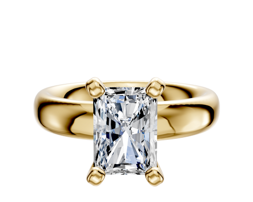 18K Yellow Gold 4 Prong Classic Dome 4.0mm Engagement Ring