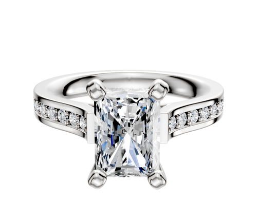Platinum 4 Prong Cathedral Flat 1-Row-Pave 2.5mm Engagement Ring