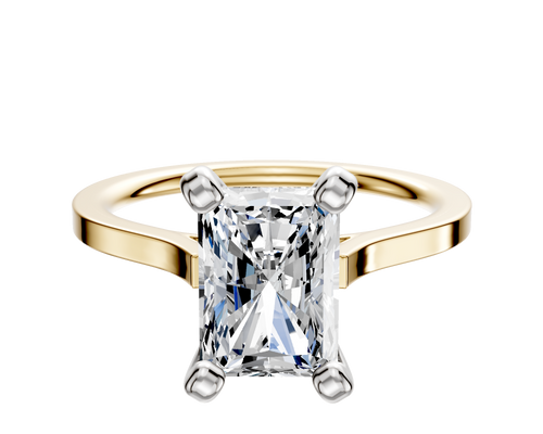 18K Two Tone 4 Prong Cathedral Flat 1.5mm Engagement Ring