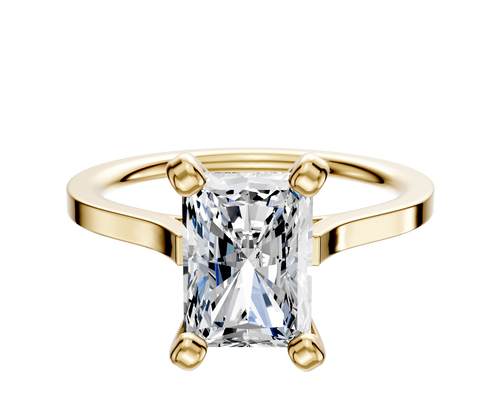 18K Yellow Gold 4 Prong Cathedral Flat 1.5mm Engagement Ring