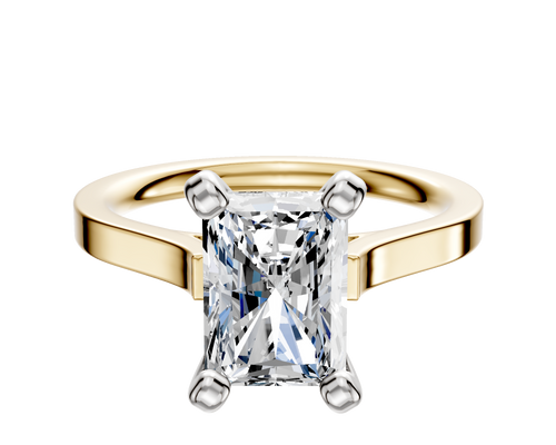 14K Two Tone 4 Prong Cathedral Flat 2.0mm Engagement Ring