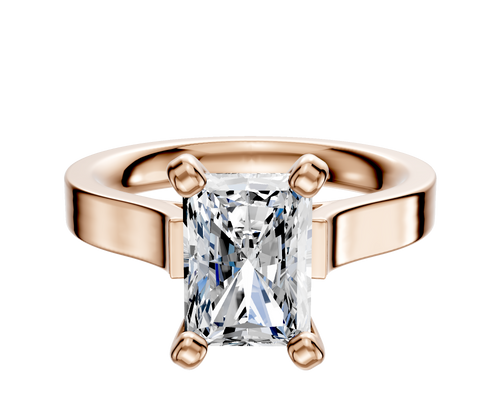 18K Rose Gold 4 Prong Cathedral Flat 3.0mm Engagement Ring