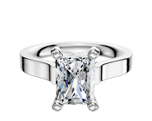 18K White Gold 4 Prong Cathedral Flat 3.0mm Engagement Ring