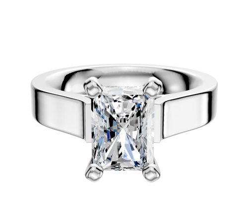 14K White Gold 4 Prong Cathedral Flat 4.0mm Engagement Ring