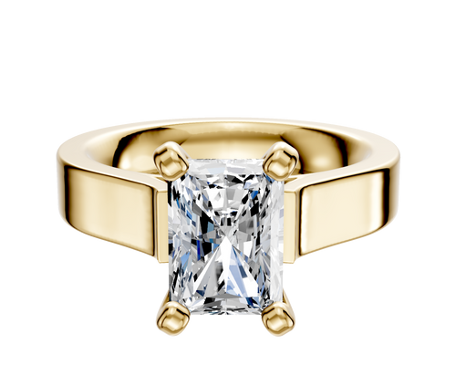18K Yellow Gold 4 Prong Cathedral Flat 4.0mm Engagement Ring