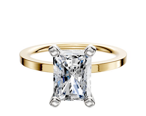 18K Two Tone 4 Prong Classic Flat 1.5mm Engagement Ring