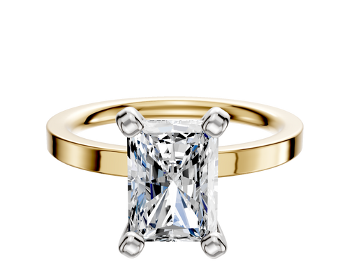 18K Two Tone 4 Prong Classic Flat 2.0mm Engagement Ring