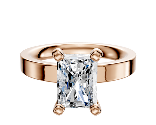 18K Rose Gold 4 Prong Classic Flat 3.0mm Engagement Ring