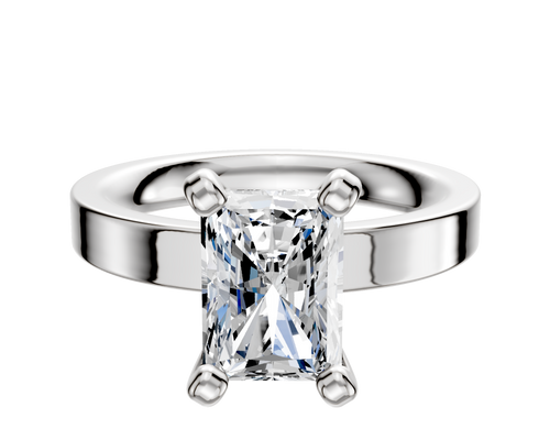 14K White Gold 4 Prong Classic Flat 3.0mm Engagement Ring
