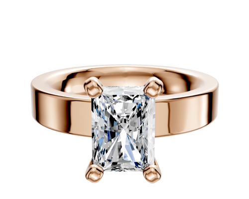18K Rose Gold 4 Prong Classic Flat 4.0mm Engagement Ring