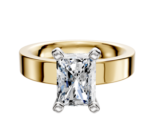 18K Two Tone 4 Prong Classic Flat 4.0mm Engagement Ring