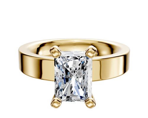 18K Yellow Gold 4 Prong Classic Flat 4.0mm Engagement Ring