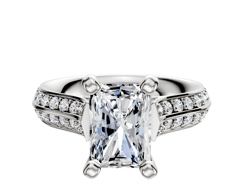 Platinum 4 Prong Cathedral Knife Edge 1-Row-Pave 2.5mm Engagement Ring