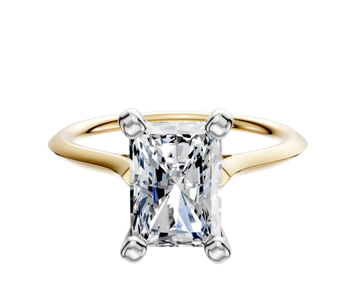 18K Two Tone 4 Prong Cathedral Knife Edge 1.5mm Engagement Ring