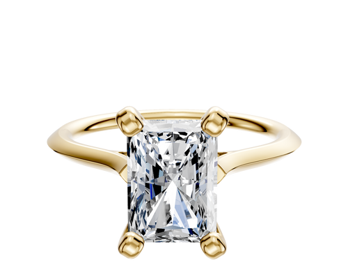 18K Yellow Gold 4 Prong Cathedral Knife Edge 1.5mm Engagement Ring