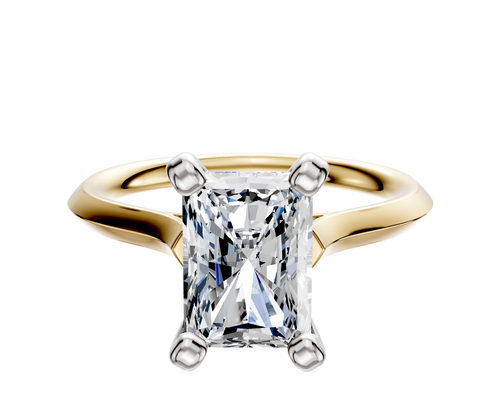 18K Two Tone 4 Prong Cathedral Knife Edge 2.0mm Engagement Ring