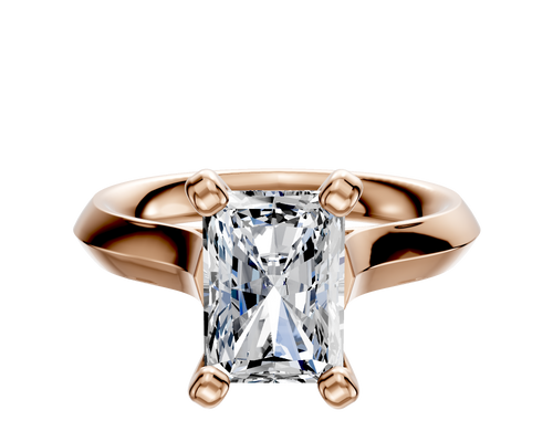 18K Rose Gold 4 Prong Cathedral Knife Edge 3.0mm Engagement Ring
