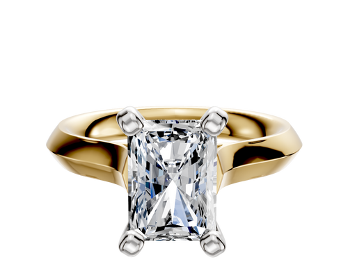 18K Two Tone 4 Prong Cathedral Knife Edge 3.0mm Engagement Ring