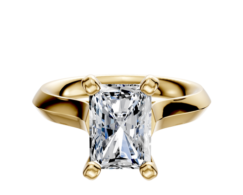 14K Yellow Gold 4 Prong Cathedral Knife Edge 3.0mm Engagement Ring