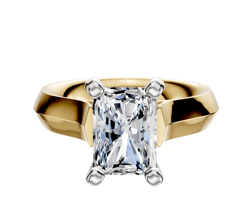 18K Two Tone 4 Prong Cathedral Knife Edge 4.0mm Engagement Ring