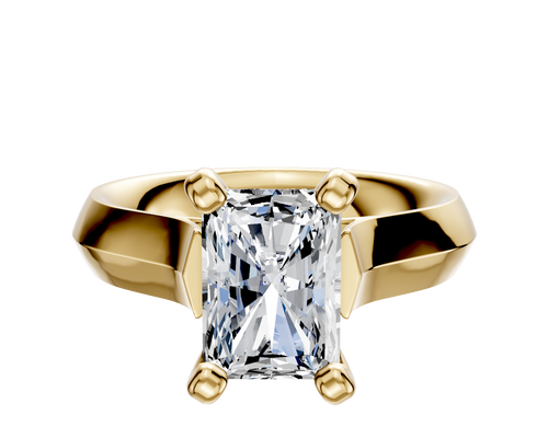 14K Yellow Gold 4 Prong Cathedral Knife Edge 4.0mm Engagement Ring