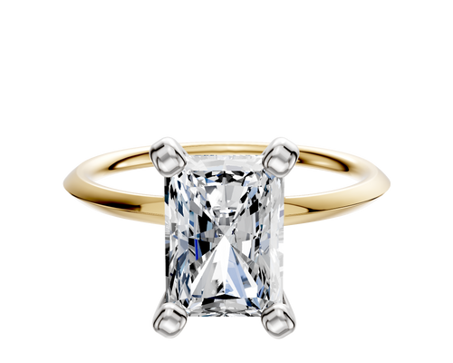 18K Two Tone 4 Prong Classic Knife Edge 1.5mm Engagement Ring