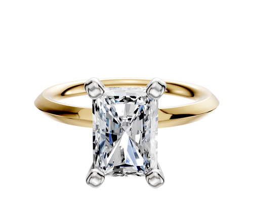 18K Two Tone 4 Prong Classic Knife Edge 2.0mm Engagement Ring
