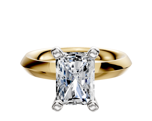 18K Two Tone 4 Prong Classic Knife Edge 3.0mm Engagement Ring