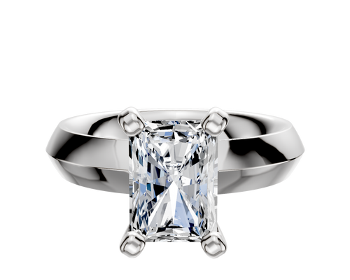 18K White Gold 4 Prong Classic Knife Edge 4.0mm Engagement Ring