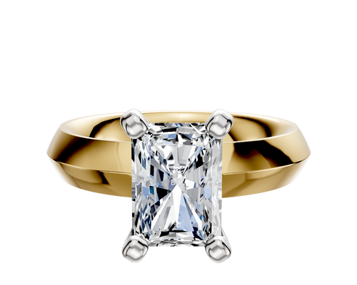 18K Two Tone 4 Prong Classic Knife Edge 4.0mm Engagement Ring