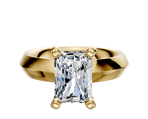 18K Yellow Gold 4 Prong Classic Knife Edge 4.0mm Engagement Ring