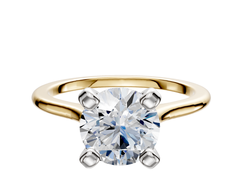 14K Two Tone 4 Prong Cathedral Dome 1.5mm Engagement Ring