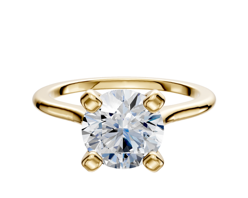 14K Yellow Gold 4 Prong Cathedral Dome 1.5mm Engagement Ring