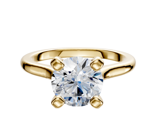 18K Yellow Gold 4 Prong Cathedral Dome 2.0mm Engagement Ring