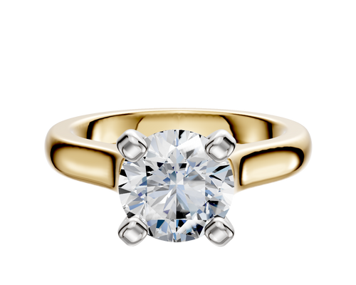 14K Two Tone 4 Prong Cathedral Dome 3.0mm Engagement Ring