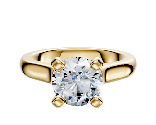18K Yellow Gold 4 Prong Cathedral Dome 3.0mm Engagement Ring