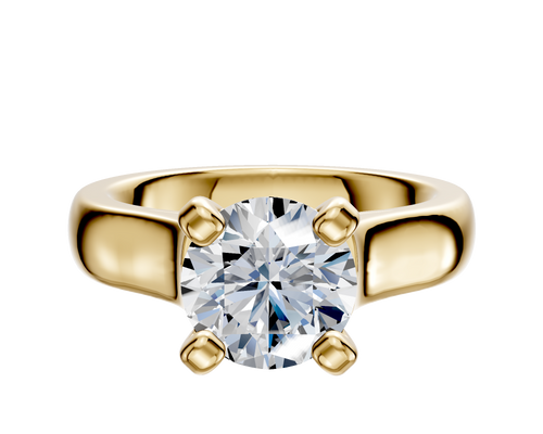 14K Yellow Gold 4 Prong Cathedral Dome 4.0mm Engagement Ring