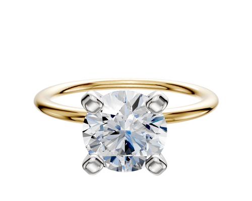 18K Two Tone 4 Prong Classic Dome 1.5mm Engagement Ring
