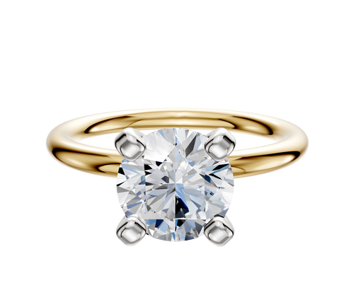 18K Two Tone 4 Prong Classic Dome 2.0mm Engagement Ring