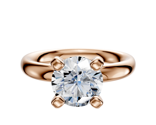 18K Rose Gold 4 Prong Classic Dome 3.0mm Engagement Ring