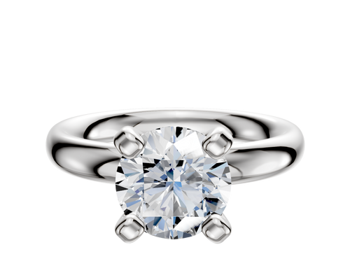 18K White Gold 4 Prong Classic Dome 3.0mm Engagement Ring