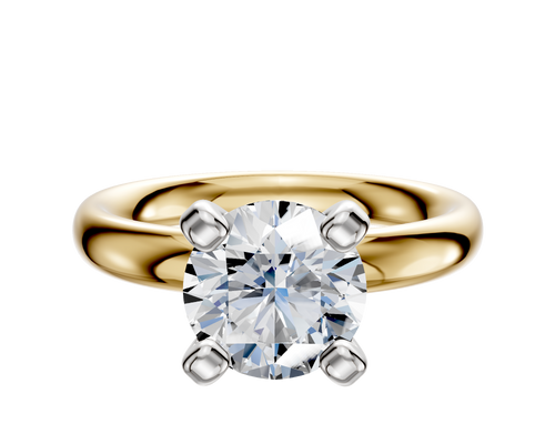 14K Two Tone 4 Prong Classic Dome 3.0mm Engagement Ring